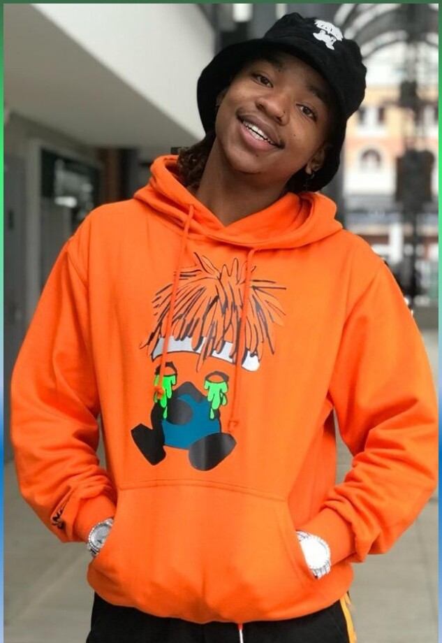 Orange mascot hoodie.