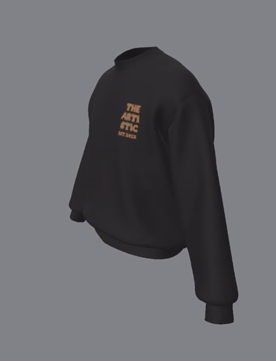 Studio still of the ink crewneck back.